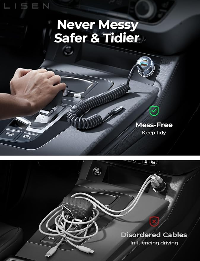 LISEN 90W for iPhone 17 16 15 Pro Max Car Charger USB C Fast Charge,Super Fast for iPhone 17 16 Car Charger USB C Adapter for iPhone 17e 16 15 Pro Max Plus Air,Samsung Galaxy S26 Ultra, Android