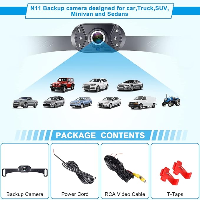 HD 1080P Backup Camera for Cars - Night Vision, 170° Wide Angle, Waterproof, Easy Installation, Clear Image for Trucks, SUVs, Vans, Sedans - Enhanced Parking Safety