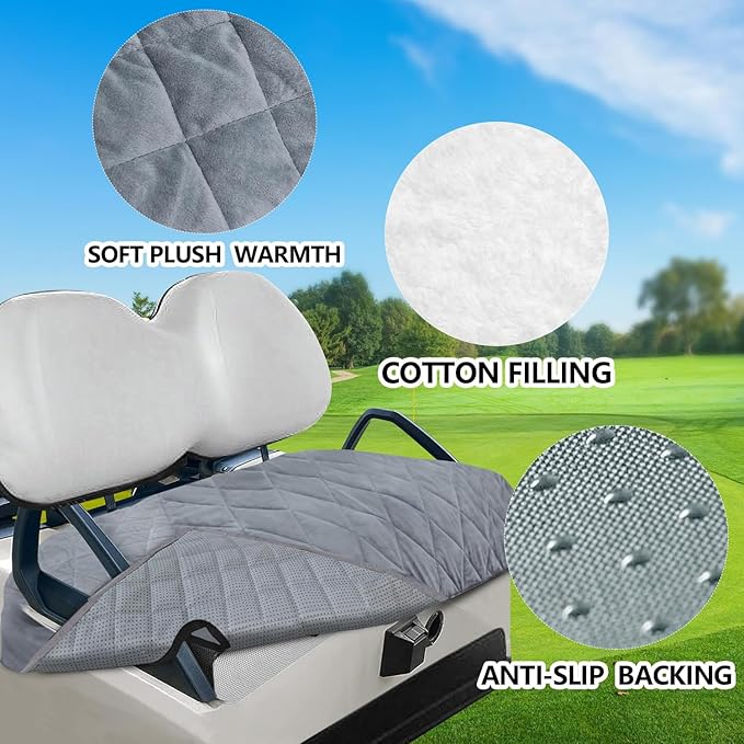 Golf Cart Seat Cover Towel Blanket - Premium Soft Plush Warm Seat Covers for EZGO Yamaha Club Car (Universal Fit) Anti-Slip, Washable Golf Cart Accessories & Gifts for Men Women 51" x 30.5".Grey