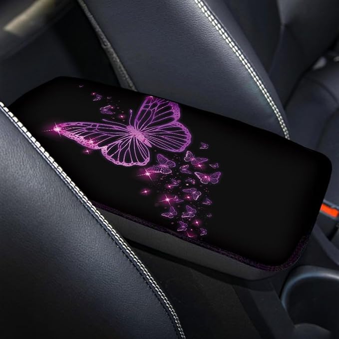 Pink Butterfly Leopard Print Arm Rest Cushion Pads for Vehicle Arm Rest Cushion Pads Anti-dust Dog & Cat Paws Protector for SUV/Truck/Vehicle Decor