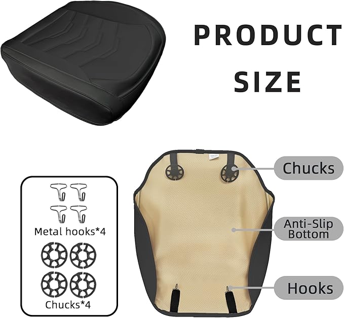 2PCS Car Seat Cover Nappa Leather Front for Tesla Model Y&3 2020-2024 Car Seat Bottom Protector, Original White Color Heavy Duty Seat Cushion Protector Without Backrest (Black)