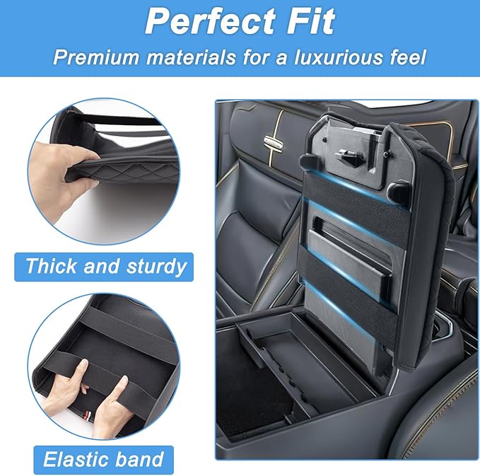 PIMCAR Center Console Cover for 2023 2024 2025 2026 Ford F250 F350 F450 F550 Super Duty, PU Leather Armrest Cushion Protector Anti-Scratch (Fits Bucket Seat Console Only)