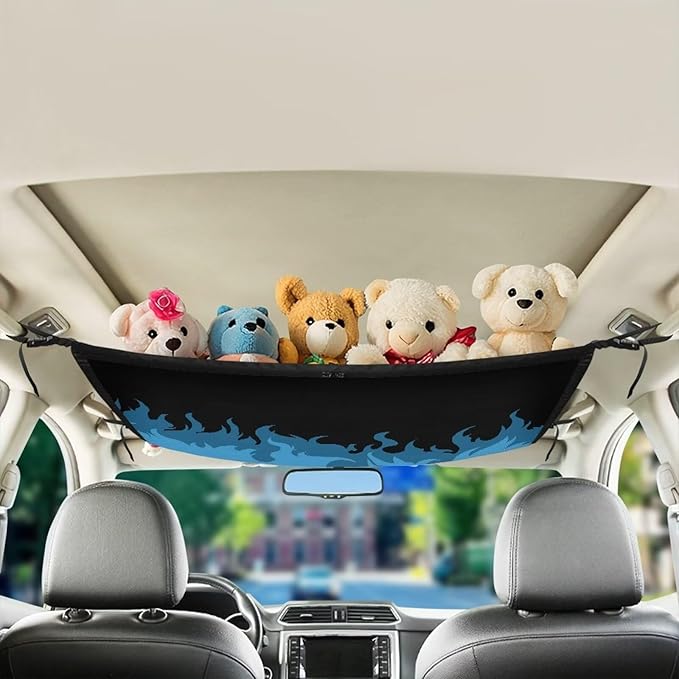 Generic Fire Car Ceiling Storage Net Pocket for SUV, Van, Cargo, Most Vehicle, Auto Interior Accessories, Car Roof Storage Bag, Double-Layer Mesh SUV for SUVs,Road Trips