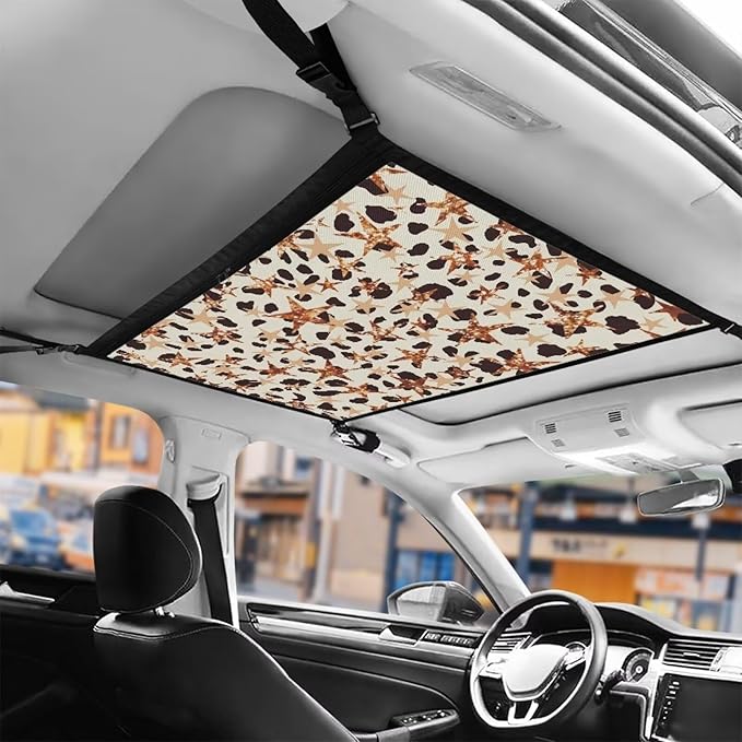 Generic Stars Car Ceiling Storage Net with Double Zipper, Adjustable Strap Prevent Falling, 31.69"x24.02" Double-Layer Mesh Long Road Trip Camping Van SUV Roof Cargo Pocket Organizer