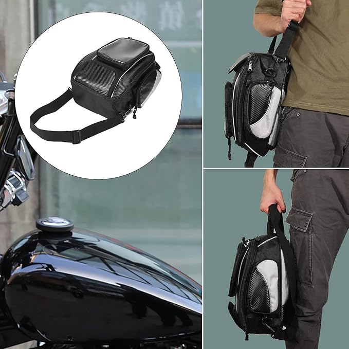 Motorcycle Tank Bag for BMW K1600B K1600GT K1600GTL K1600 B GT GTL, Oxford Magnetic Motorbike Bag Water-Resistant Motorcycle Gas Tank Bag with Magnets and Straps for Touring,A/Magnetic