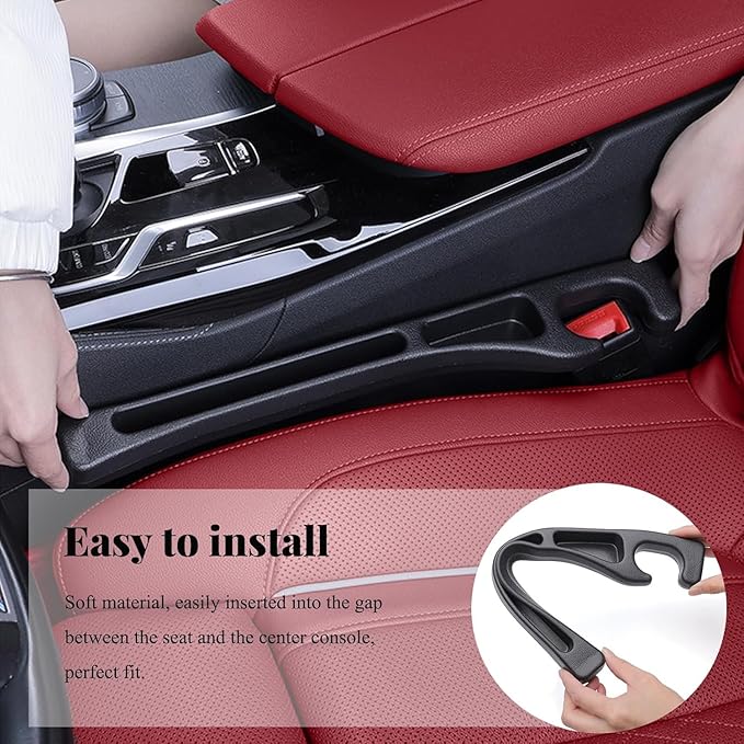 Car Seat Gap Filler, 2-Pack No-Drop Seat Side Gap Seam Filler Organizer with Phone Holder, Universal Fit Fill The Gap Between Seat & Console, Perfect for Car, SUV, Truck