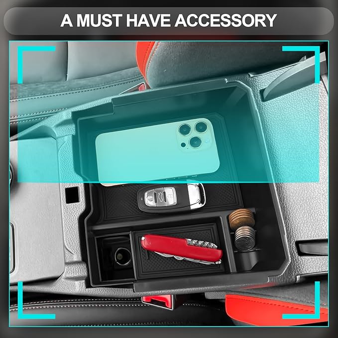 CDEFG for 2024 2025 2026 Ford Ranger Center Console Organizer Tray for 2024-2026 Ford Ranger Raptor Lariat XLT XL Truck Accessories Middle Console Organizer Armrest Storage Box