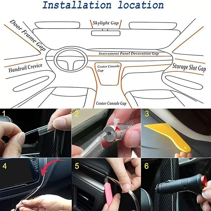 RGB LED Fiber Optic Car Interior Lights, APP Controlled Ambient Lighting Kit 236in, Music Sync, Dimmable, Timer Function, 5-in-1 Optical Fiber Ambient Light for Car Decoration, Universal Fit