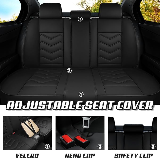 Car Seat Covers for Lexus ES 350 2007-2025, Premium Nappa Leather Car Seat Cover, Stylish Sport Seat Covers， Automobile Seat Cover Sets.(Luxury 5 Seats/Pure Black)