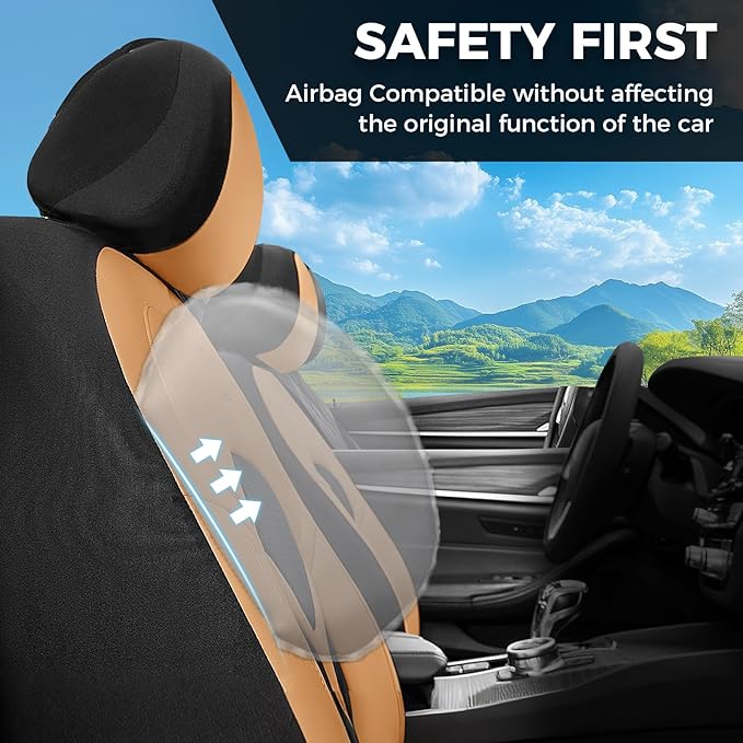 FLORICH Car Seat Covers Front Seat, Universal Seat Cover 2 Seats, Automotive Seat Covers with Mesh Leather, Waterproof Car Seat Protector, Breathable Car Seat Cushion for Most Car SUV Truck Orange