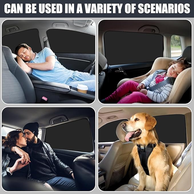 ZATOOTO 4 Pack Car Privacy Curtains, Full Blackout Car Window Shades, Universal Fit for Most Cars, Great for Travel, Camp, Privacy
