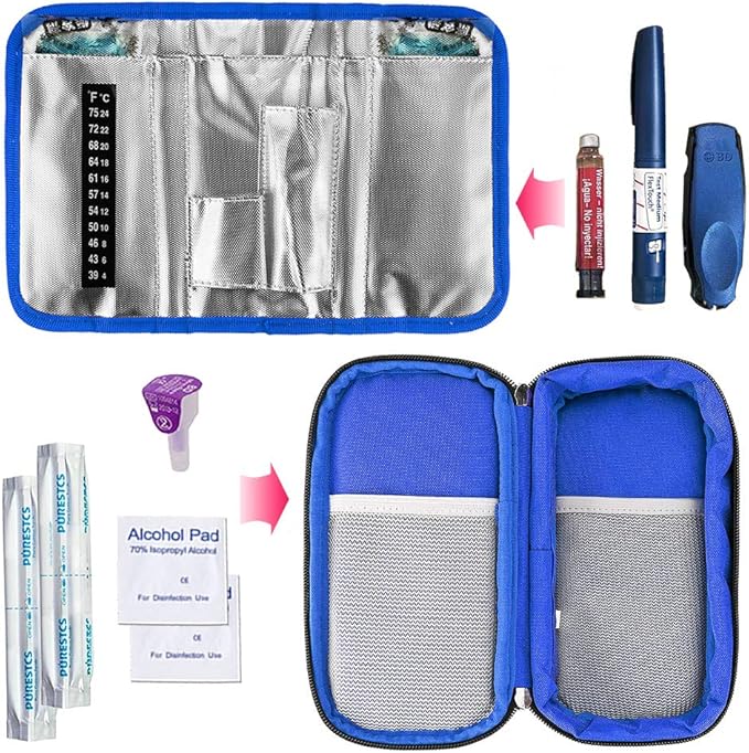 YOUSHARES Insulin Cooler Travel Case - Medication Diabetic Insulated Organizer Portable Cooling Bag for Insulin Pen and Diabetic Supplies with 2 Cooler Ice Pack
