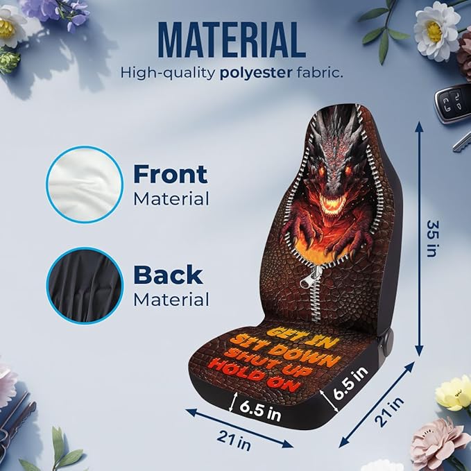 GENANY Dragon Car Seat Covers Set of 2, Breathable Front Seat Covers for Truck Sedan SUV, Dragon Car Accessories, Dragons Gift for Women Men