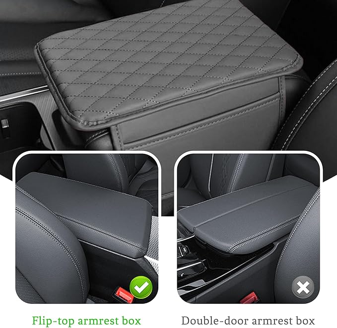 Car Center Console Cover, Universal Center Console Protector Pad with Soft Microfiber Leather & 2 Storage Pockets, Non-Slip Cushion for Car SUV Truck Interior Accessories (Gray)