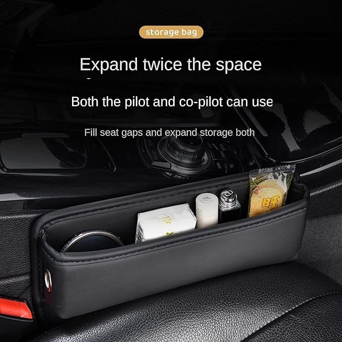 2 Pack Car Seat Gap Filler Organizer,Premium Leather Console Organizer Interior Accessories for Phone,Sunglasses,Keys, and Small Items, Universal Fit for Car, SUV and Truck