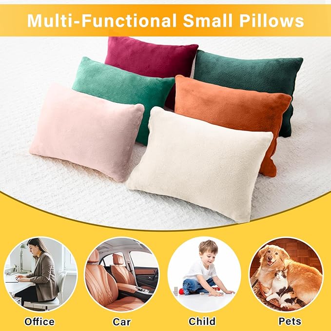 2 Pack Small Pillow, Memory Foam Mini Pillow 11 X 7 Inches for Travel, Sleeping, Nap and Neck, Knee, Lumbar Support, Tiny Cushion for Pet, Dogs (Dark Green)