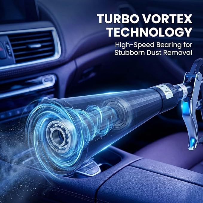 RAINPOT Saker Car Dry Cleaning Tool,60-160 PSI Compressed Air Tool for Auto Interior Cleaning, Pneumatic Duster Tool with Fine Nozzle for Vents, Crevices, and Dashboards (2 Upgrade Set Nozzle)