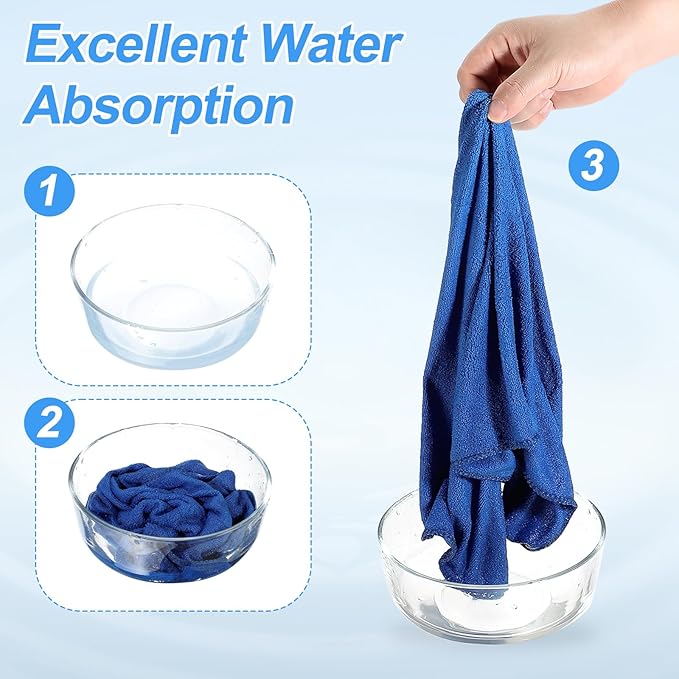 HARFINGTON 4 Pack Microfiber Cleaning Cloth, 20" x 10" Multi-Functional Cleaning Towels Reusable Absorbent Rags for Car Wash Kitchen Household Window Clean, Sapphire Blue