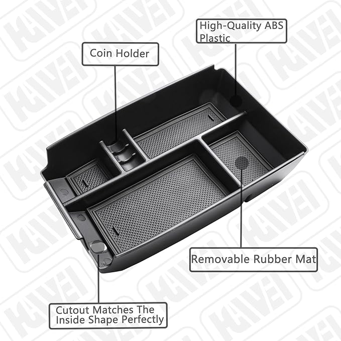 HGWEI Center Console Organizer Tray Compatible with Ford Escape 2020-2026/Bronco Sport 2021-2026 Accessories, Insert Container ABS Secondary Armrest Storage Box (Not for U725 2-Door), Black