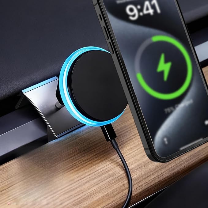 Wireless Car Mount Charger Fast Charging for Tesla Model 3/Y/3 Highland/Y Juniper (Model 3 17-23& Model Y 20-24, with OBD Charger)