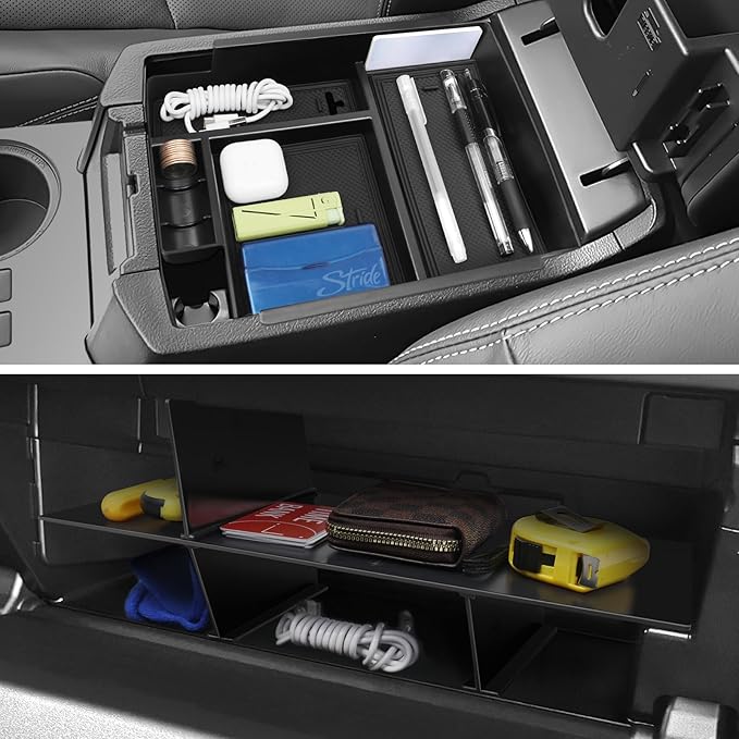 Hellet 2PCS Center Console Hidden Box Organizer Compatible with Toyota 2010-2020 2021 2022 2023 2024 4Runner Interior Accessories Glove Box Organizer