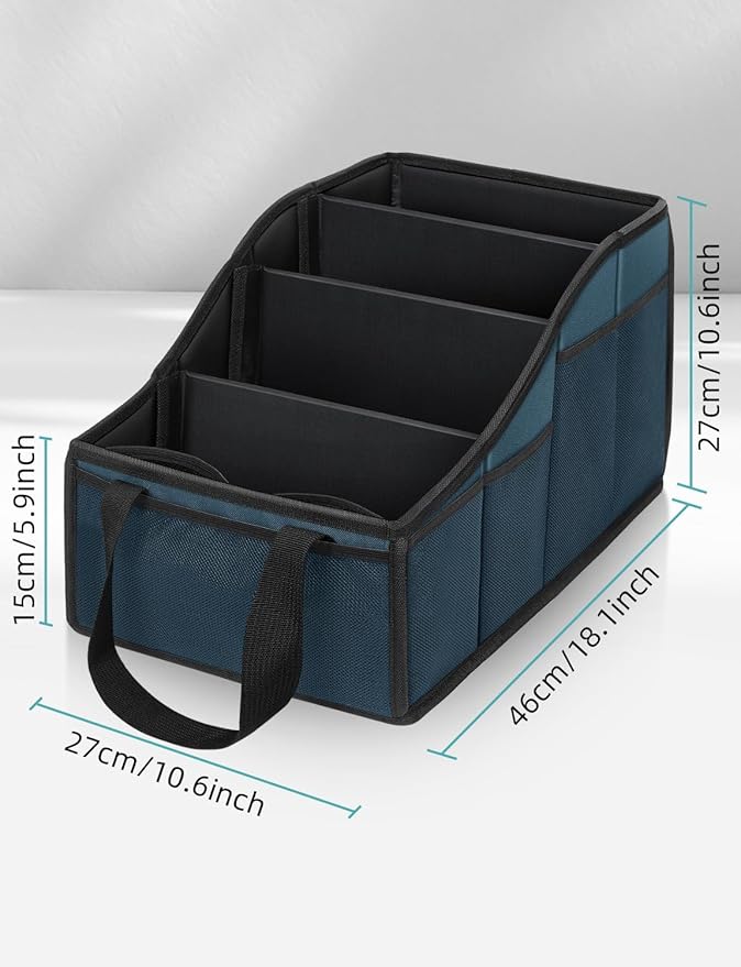 YOHOOLYO Car Seat Organizer Backseat Car Organizer with 4 Compartments, 4 Cup Holders and 7 Mesh Pockets for Front and Rear Seat, Blue
