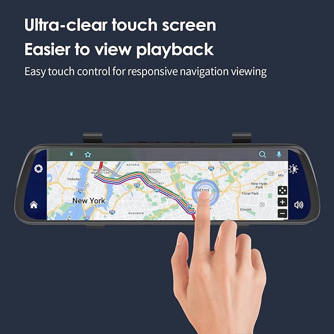 BY-J 10'' Rearview Mirror Camera with CarPlay&Andorid Auto,2K Mirror Dash Cam Front and Rear Backup Camera with Reverse Assist/Loop Record/G Sensor/Voice Control&Split Touch Screen