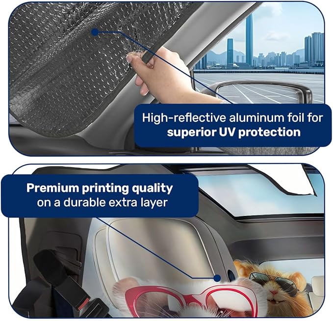 GENANY Cute Hamster Windshield Sun Shade for Car SUV Truck (55x30 Inches),Sun Shade Windshield, Shades for Front Windows, Xmas Auto Gift, Spring Car Decor