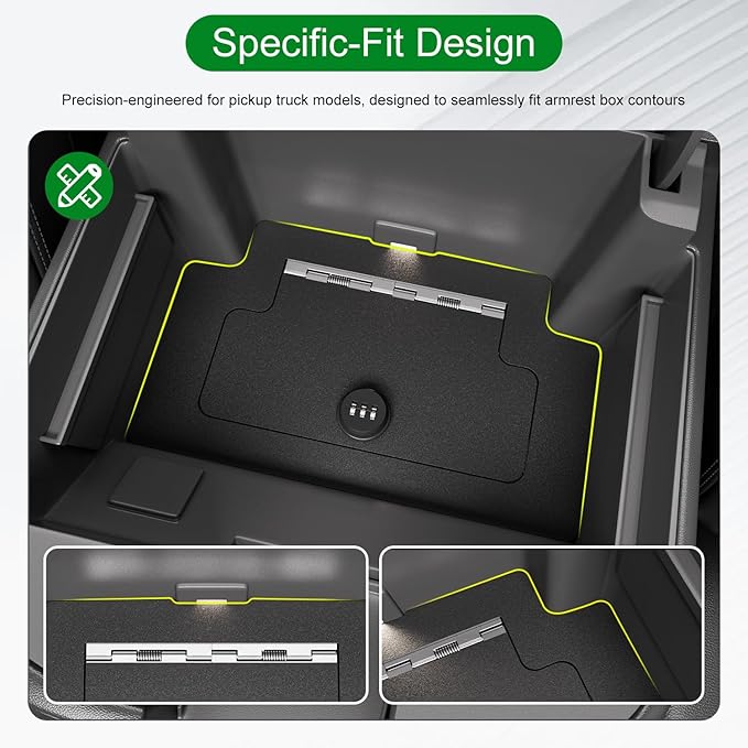 Center Console Safe Vault Compatible with 2023-2026 Chevy Silverado GMC Sierra 1500 Modified 2022 Model Console Safe Organizer Lock Box Replacement for 2022-2026 Chevy Silverado Accessories