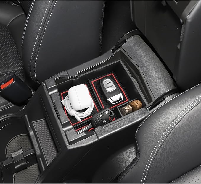 LUWU Center Console Organizer Compatible with 2019 2020 2021 2022 2023 2024 Subaru Forester Accessories Armrest Console Secondary Storage Box Insert Tray ABS Material Red