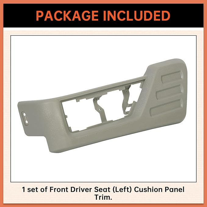 ECOTRIC Front Driver Seat (Left) Cushion Panel Trim Compatible with 2008-2010 Ford F250 F350 F450 F550 Super Duty Replacement for 8C3Z-2562187-BB