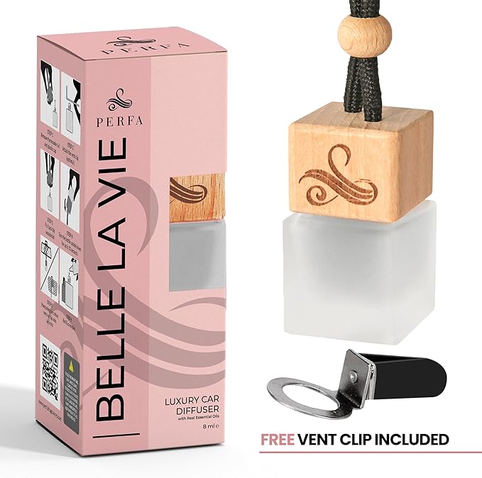 Inspired by Lua V.ezt Bell Car Air Freshener for Women | Long Lasting Luxury Diffuser | Automotive Scent Perfume | Vent Clip Air Freshener | Odor Eliminator Technology | Ladies Car Diffuser Scents 8ML