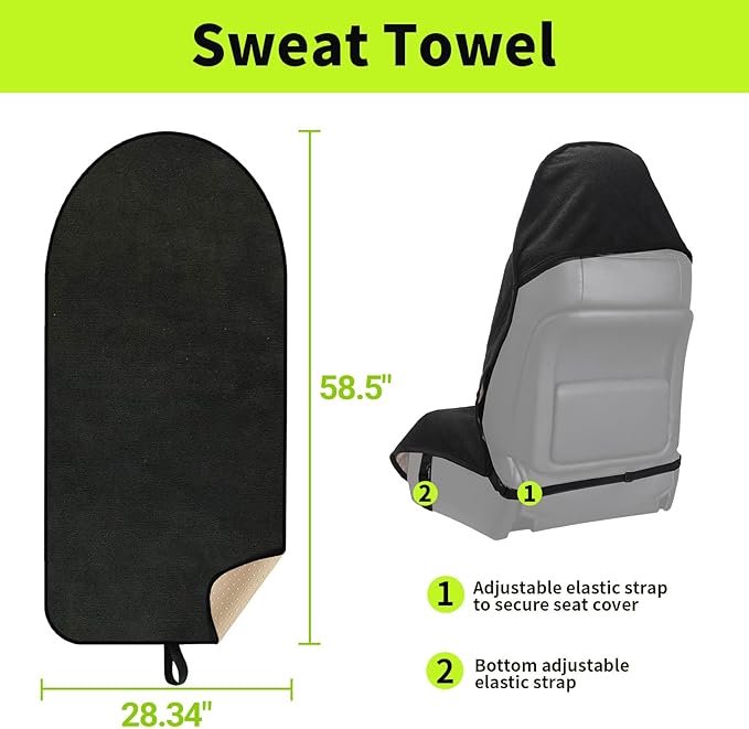 Leader Accessories Black Waterproof Sweat Towel Seat Cover Universal Non-Slip for Car Truck SUV Seat for Dog & Kid Workout Outdoor OR Sport Activities