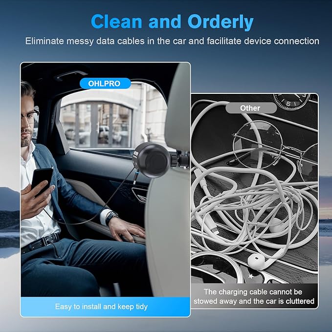 OHLPRO 2 in 1 Backseat Car Charging Station Box, 45W Fast Charge Multi Retractable Car Charger for Uber Chargers for Passengers, for iPhone/Samsung and Tablets - Headrest Bars Car