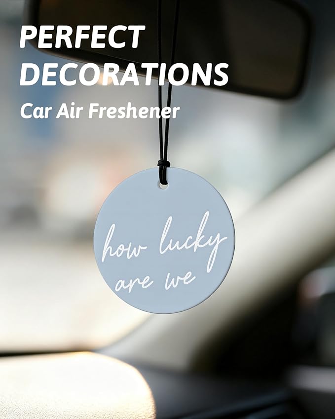 Boho Blue Western Round Car Air Freshener 4 Pcs, Preppy Cow Skull Cactus Cowgirls Boots Hanging Air Freshener for Cars Closet Drawer Books, Western Car Accessories Mirror Decor for Women