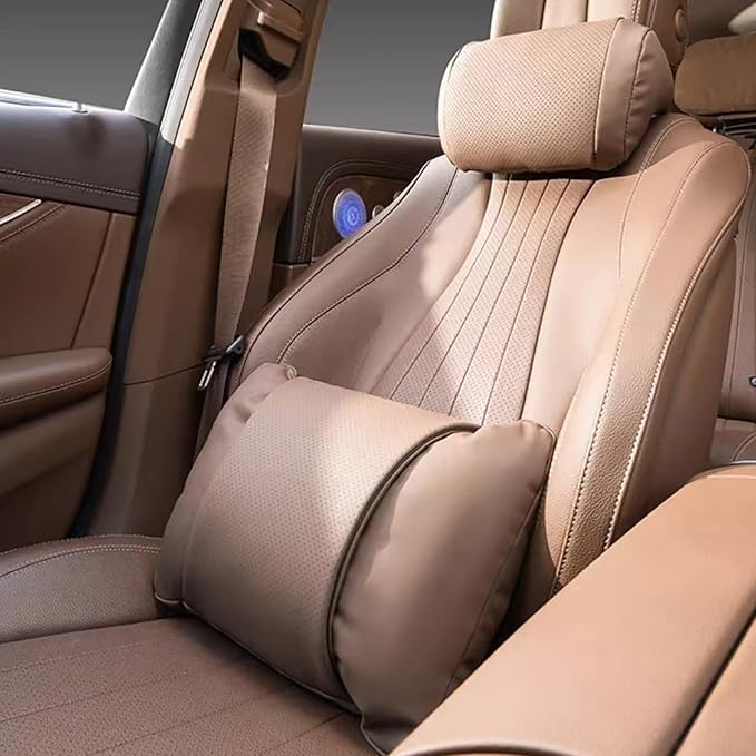 Car Headrest & Lumbar Support Cushion for Toyota 4 Runner 2011-2024, Ergonomic Memory Foam Car Seat Neck Pillow Lumbar Support Pillow and Neck Pillow for Neck Back Pain Relief, Coffee