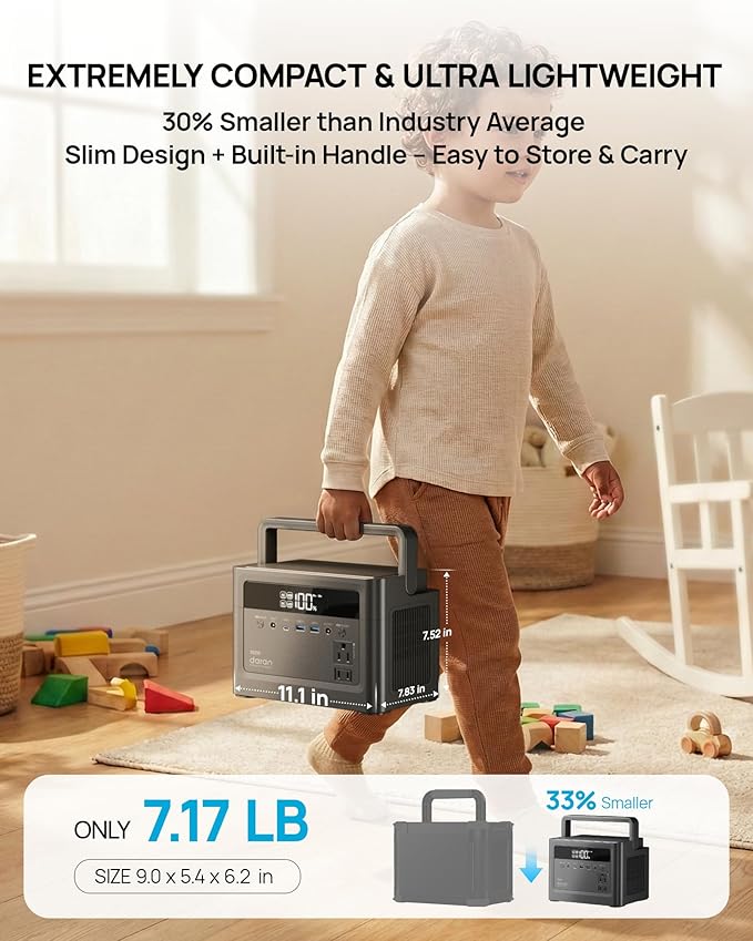2026 Portable Power Station 700W Surge, 288Wh LiFePO4 Battery Backup, Power Bank with AC Outlet 350W/110V, Solar Generator Fast Charging for Camping Essentials, Hurricane Emergency, Home, Road Trips