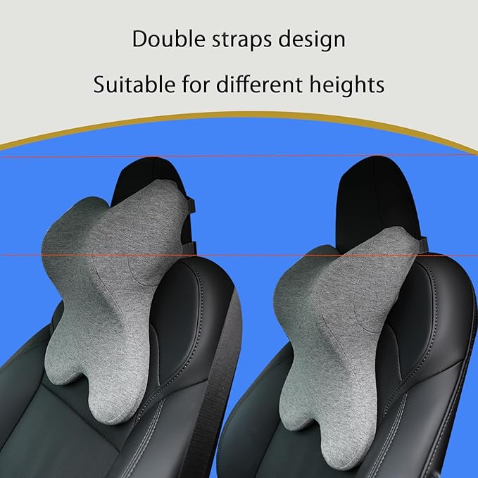 Car Neck Pillow for Driving Gaming Chair Headrest Pillow Office Chair Neck Pillow Ergonomic Design Double Straps Design Suitable for Different Heights