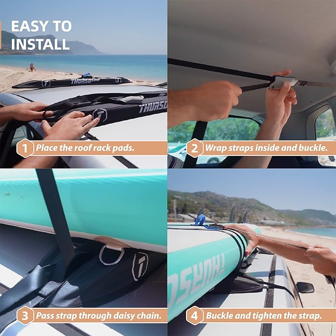 THURSO SURF Universal Car Soft Roof Rack for Kayak, Ski, Snowboard, SUP Paddle Board Accessories– Versatile and Secure Transport Solution with Portable Storage Bag