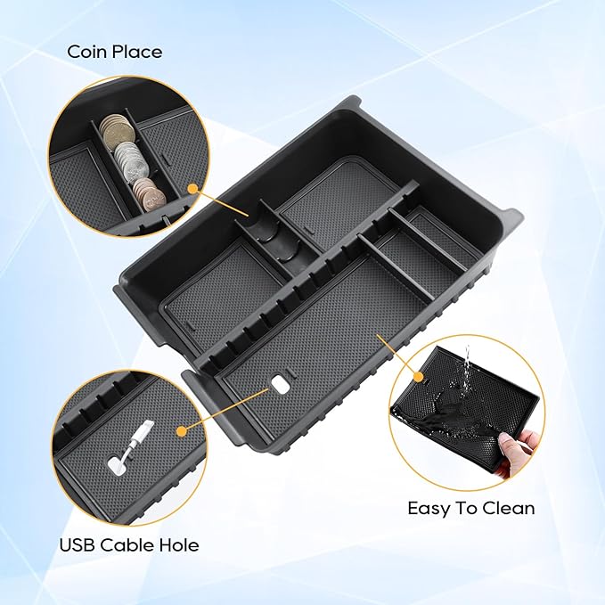 For Honda Pilot Center Console Organizer for 2023 2024 2025 2026 Honda Pilot (lx/sport/ex-l/trailsport/touring/elite/black edition) Middle Armrest Storage Non-Slip Waterproof 2PCS Interior Accessories