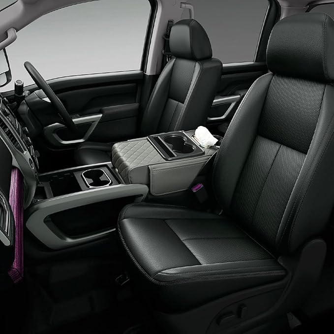 Car Center Console Cover for Hyundai Tucson 2021-2024, Leather Armrest Cushion Protector Pad with Tissue Box Holder Storage Pockets Cup Holder Phone Slot, D/Gray