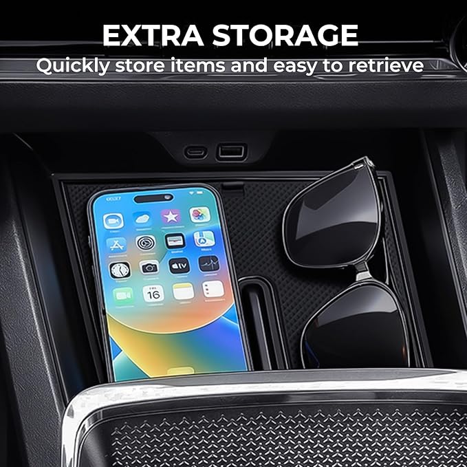 Center Console Organizer Tray for Chevrolet Equinox 2026 2025 (Not for Equinoix EV), Interior Accessories for Under Climate Controls Interior Storage Tray for 2025-2026 Equinox, Black