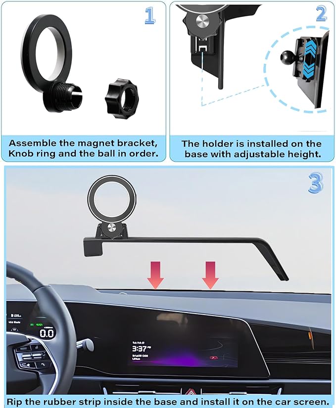 Car Phone Holder for 2023 2024 2025 Kia NIRO/NIRO EV/NIRO Hybrid Accessories Apply to 10.25 Inch Touch Screen Fixed Clip Magnetic Cell Phone Mount Hands-Free 360 Degree Rotation