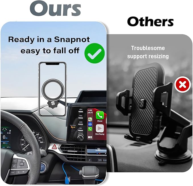 Car Phone Holder for Toyota Sienna 2021-2024 Accessories Apply to 9 Inch Screen Fixed Clip Magnetic Cell Phone Mount Hands-Free 360 Degree Rotation with Dashboard Storage Tray