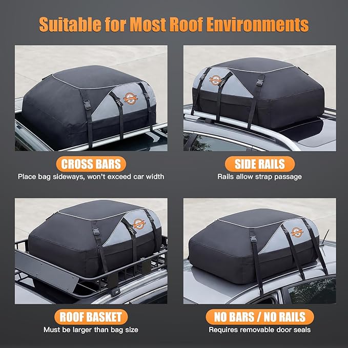 Sailnovo Car Rooftop Cargo Carrier Roof Bag 20 Cubic Feet Waterproof Car Top Carrier, Fits Most Vehicle with/Without Rack, Include Anti-Slip Mat,6 Reinforced Straps,6 Door Hooks