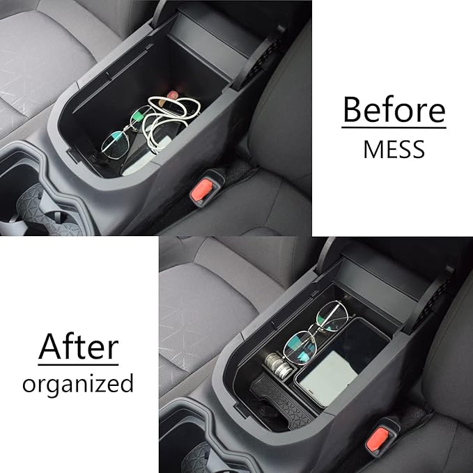 EDBETOS Center Console Organizer Tray Compatible with Toyota RAV4 2019 2020 2021 2022 2023 2024 2025 and 2021-2025 RAV4 Prime Accessories Armrest Secondary Storage Box (Black Trim)