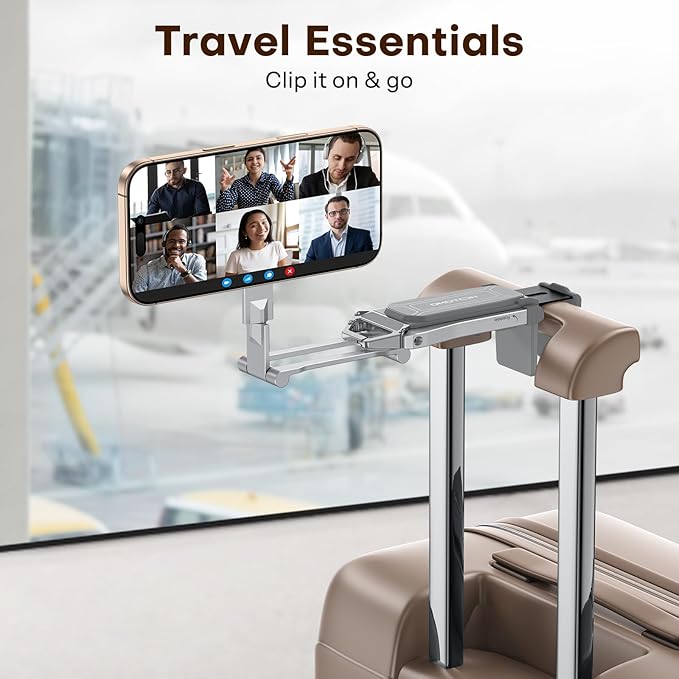 OMOTON TP02 360°Rotating for MagSafe Tripod Mount, Adjustable Aluminum Magnetic Phone Tripod for iPhone 17/16/15/14 Pro Max Air, Foldable Cell Phone Stand Fits Vlog, Gym, Travel Essentials, Silver