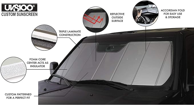 Covercraft UV10104SV Silver UVS 100 Custom Fit Sunscreen for Select Chrysler/Dodge/Plymouth Models - Laminate Material, 1 Pack