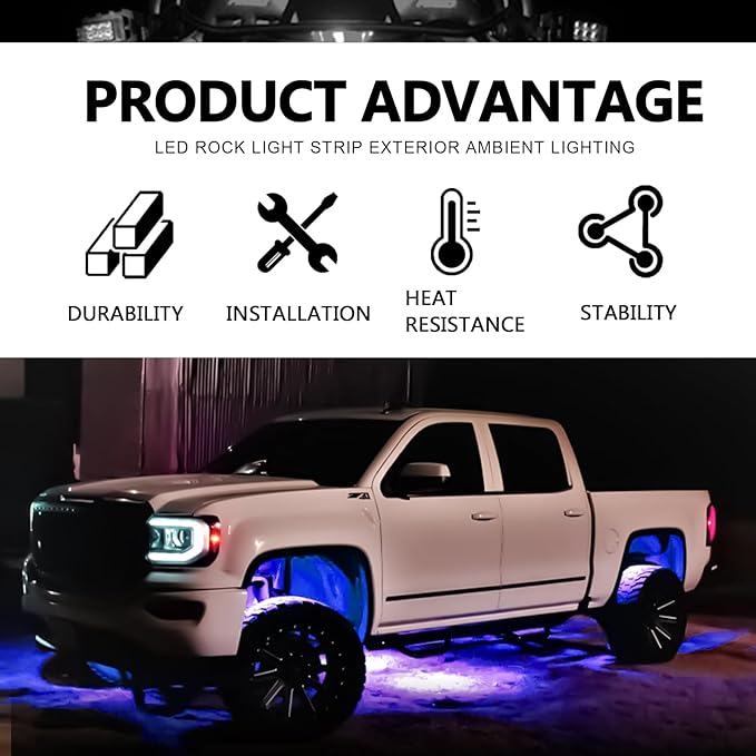 10Pcs LED Rock Lights Underglow Wheel Fender, Multi-Color Wheel Well Lights Waterproof Under Glow Kit for Car Truck SUV Golf Cart Wrangler ATV UTV Offroad - Fender Lighting (Blue)