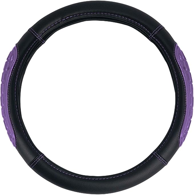 FH Group Ultra Grip Silicone and Faux Leather Steering Wheel Cover fits Most Cars, SUVs Purple
